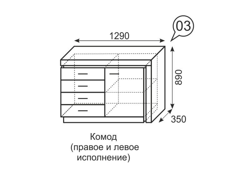 Комод Люмен 03 Дуб Сакраменто/Белый снег