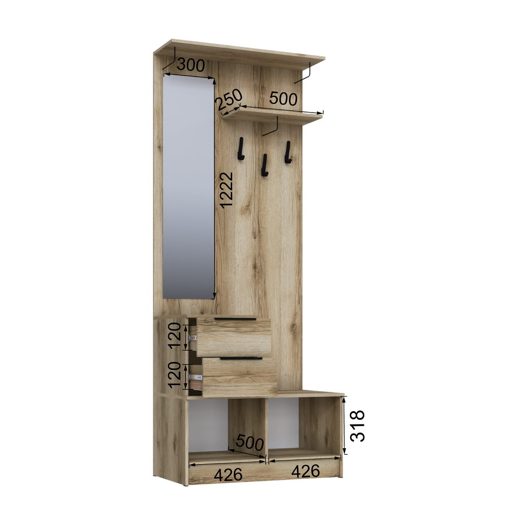 Прихожая Мадрид ЦС-2 0.9 Дуб делано